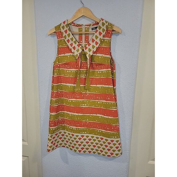Dear Creatures Anthropologie Mod Collared Dress Size Medium Pockets Sleeveless - Picture 2 of 6